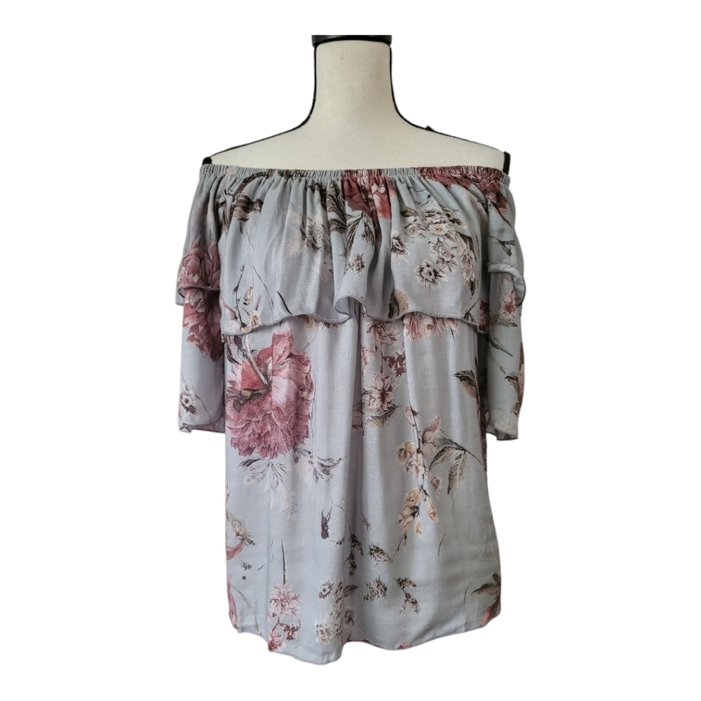 💕Chaser Off Shoulder Boho Floral Print Top.‎ Size M New